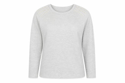 Front view of Geaorge women’s grey crew neck viscose jumper, size M