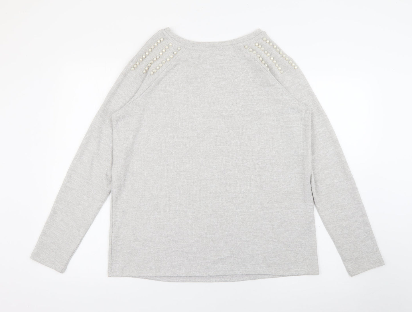 Geaorge Womens Grey Crew Neck  Viscose Pullover Jumper Size M