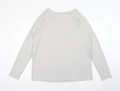 Geaorge Womens Grey Crew Neck  Viscose Pullover Jumper Size M