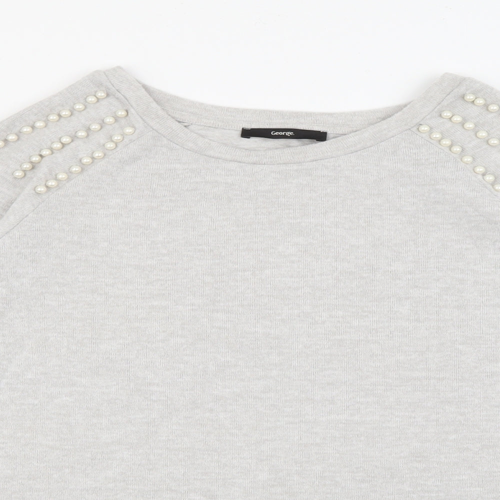 Geaorge Womens Grey Crew Neck  Viscose Pullover Jumper Size M