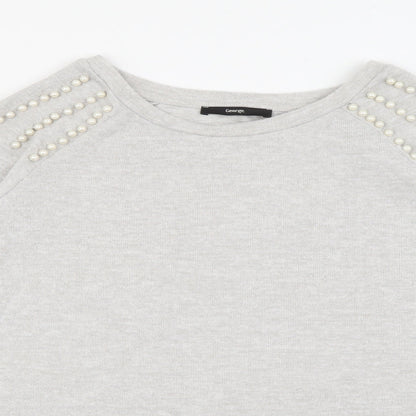 Geaorge Womens Grey Crew Neck  Viscose Pullover Jumper Size M