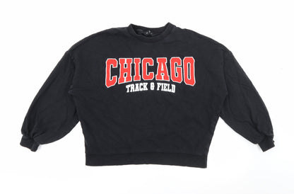 F&F Womens Black  Cotton Pullover Sweatshirt Size 10