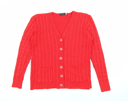 Womens UK Size S Fashion Alert Red Cardigan Jumper