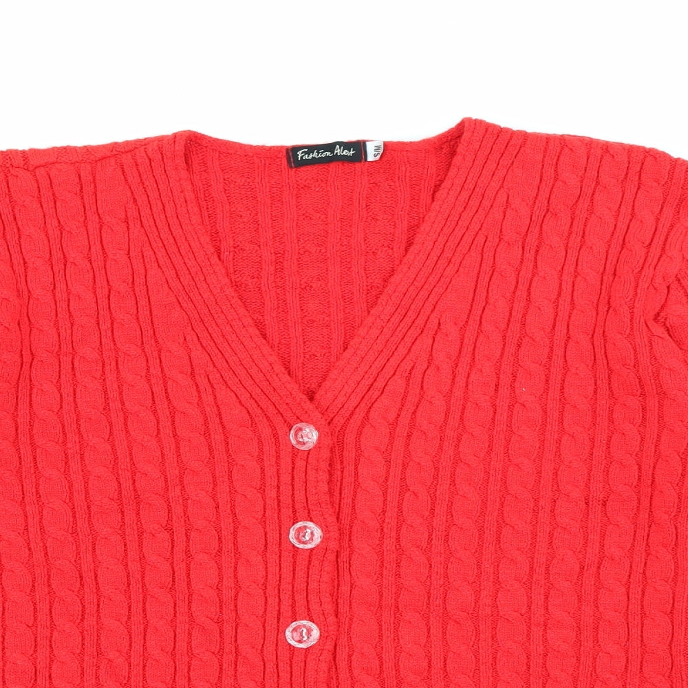 Womens UK Size S Fashion Alert Red Cardigan Jumper
