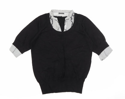 Sevenhill Womens Black Collared  Viscose Pullover Jumper Size XL