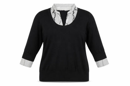 Front view of Sevenhill women’s black collared viscose jumper, size XL