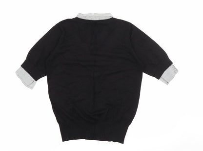 Sevenhill Womens Black Collared  Viscose Pullover Jumper Size XL