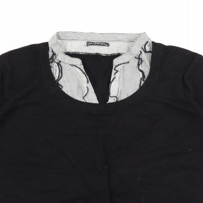 Sevenhill Womens Black Collared  Viscose Pullover Jumper Size XL