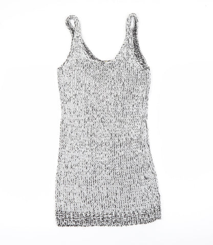 H&M Womens Silver  Viscose Bodycon  Size 10  Scoop Neck  - Sparkle