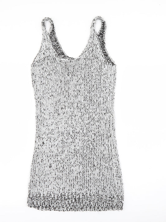 H&M Womens Silver  Viscose Bodycon  Size 10  Scoop Neck  - Sparkle