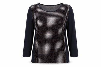 Country Casuals Womens Blue Round Neck Geometric Cotton Pullover Jumper Size 16