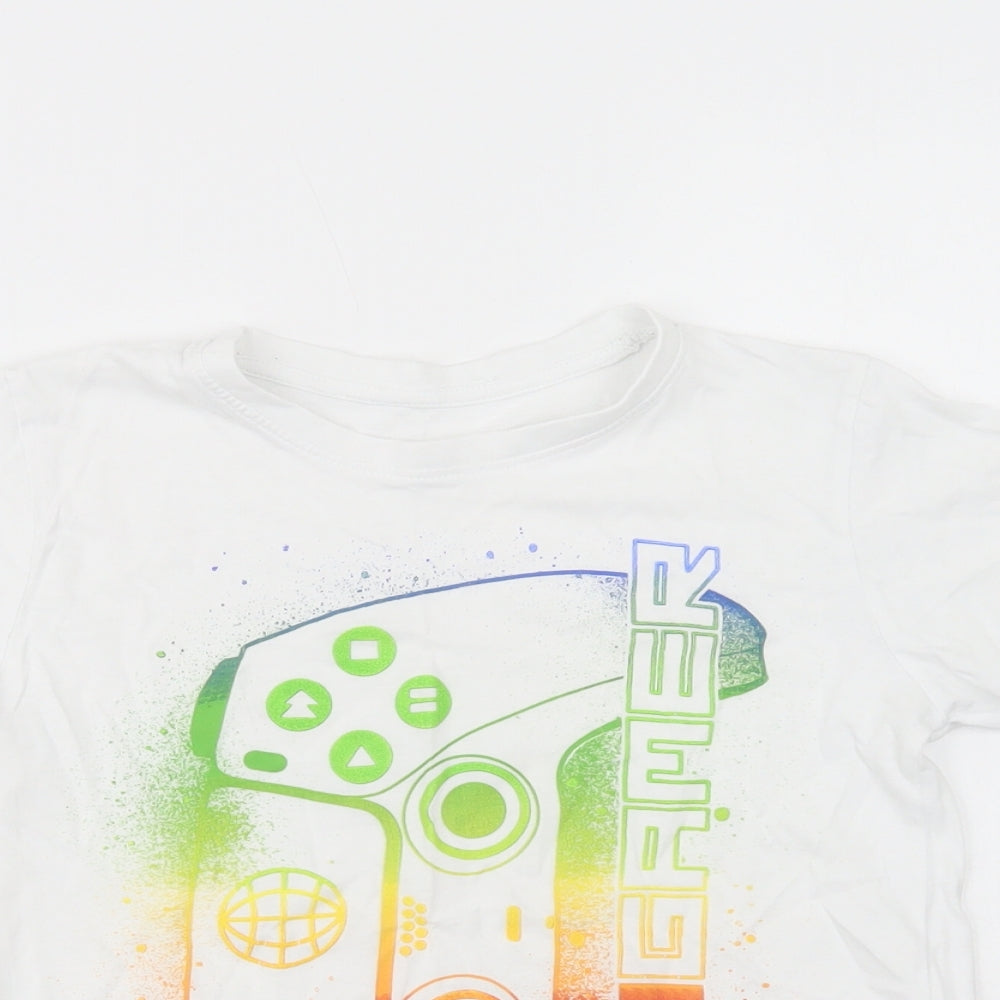 United Gamer Boys White  Cotton Pullover T-Shirt Size 6-7 Years Crew Neck Pullover - Gamer