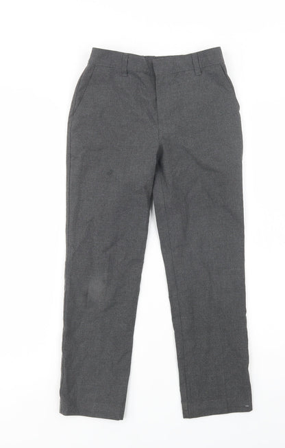 Marks and Spencer Boys Grey  Polyester Dress Pants Trousers Size 8-9 Years  Regular Button - School Wear