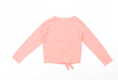 H&M Girls Pink  Cotton Pullover T-Shirt Size 6-7 Years Crew Neck Pullover - Ballet