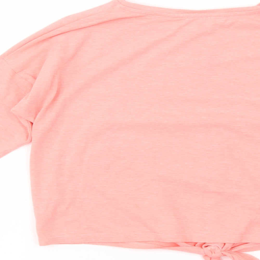 H&M Girls Pink  Cotton Pullover T-Shirt Size 6-7 Years Crew Neck Pullover - Ballet