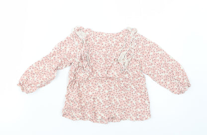 Back view of Marks Baby Pink Floral Viscose Basic Button-Up, size 18-24, Months Round Neck Button