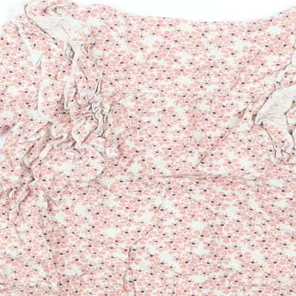 Brand and care label for Marks Baby Pink Floral Viscose Basic Button-Up, size 18-24, Months Round Neck Button