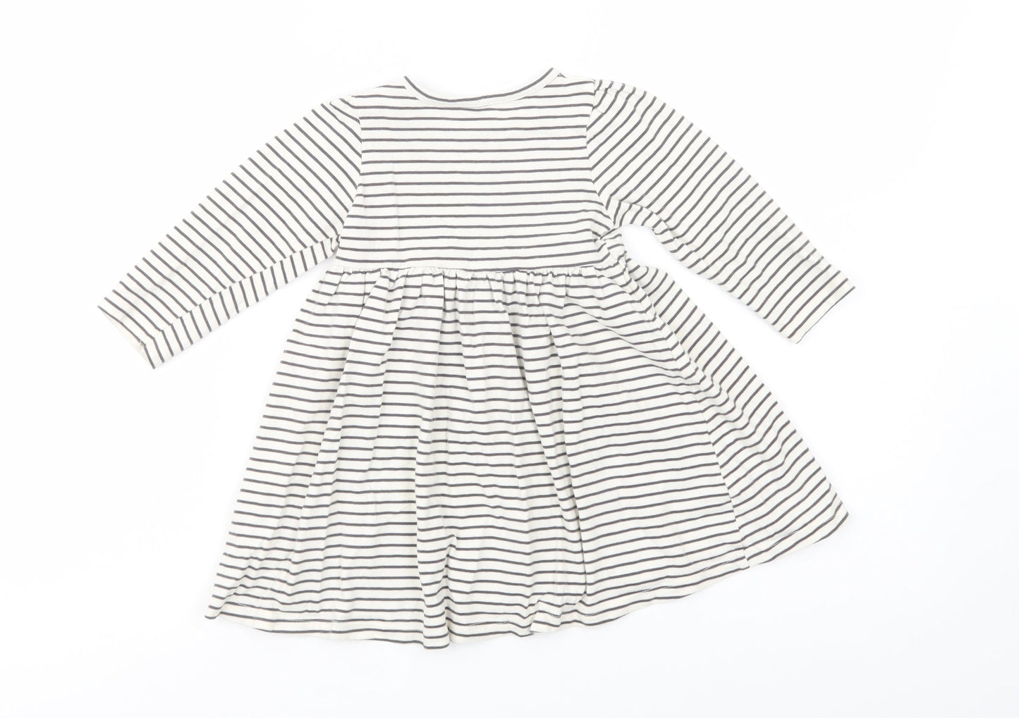Marks and Spencer Baby White Striped Cotton Fit & Flare  Size 12-18 Months  Crew Neck Pullover