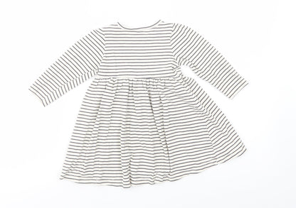 Marks and Spencer Baby White Striped Cotton Fit & Flare  Size 12-18 Months  Crew Neck Pullover