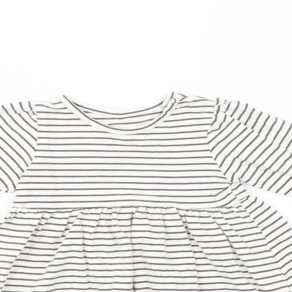 Marks and Spencer Baby White Striped Cotton Fit & Flare  Size 12-18 Months  Crew Neck Pullover