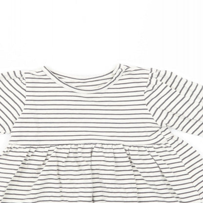Marks and Spencer Baby White Striped Cotton Fit & Flare  Size 12-18 Months  Crew Neck Pullover
