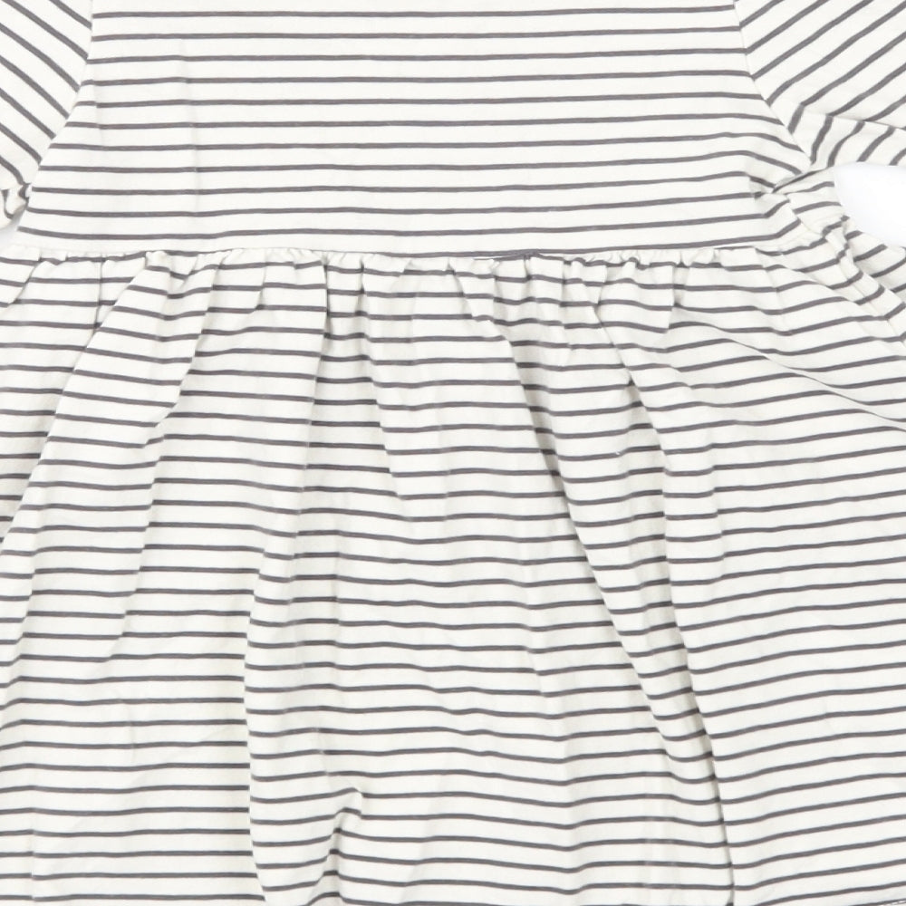 Marks and Spencer Baby White Striped Cotton Fit & Flare  Size 12-18 Months  Crew Neck Pullover