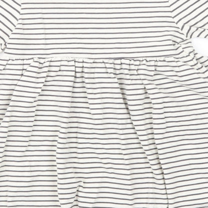 Marks and Spencer Baby White Striped Cotton Fit & Flare  Size 12-18 Months  Crew Neck Pullover