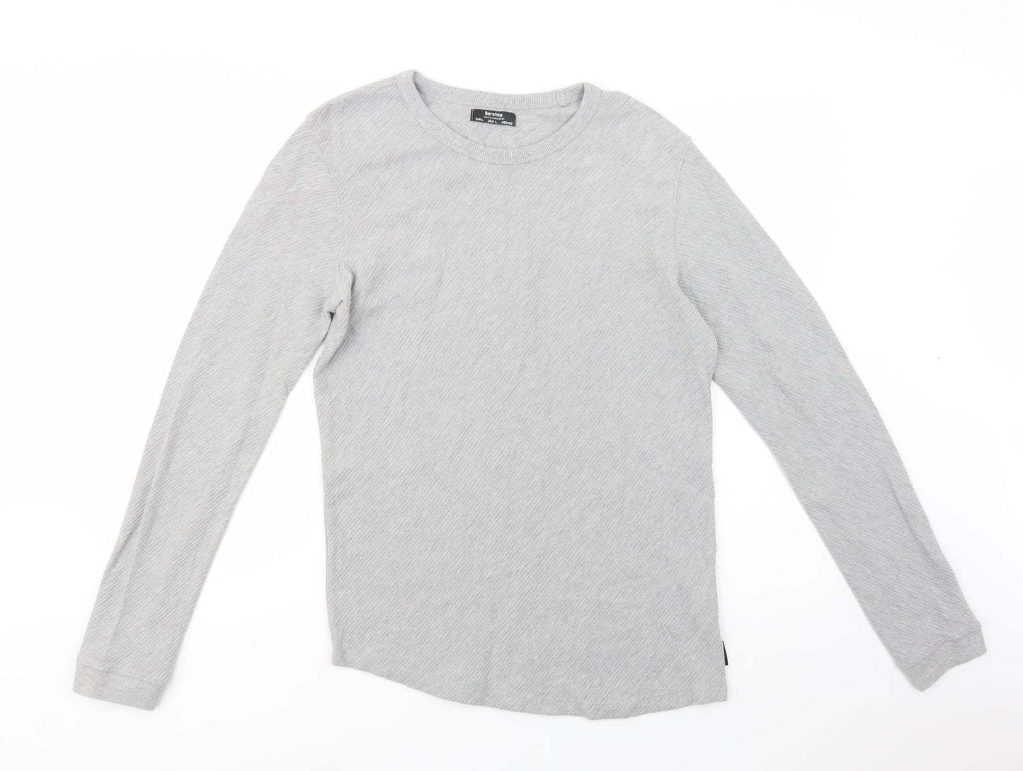 Mens UK Size L Bershka Grey Pullover Sweatshirt