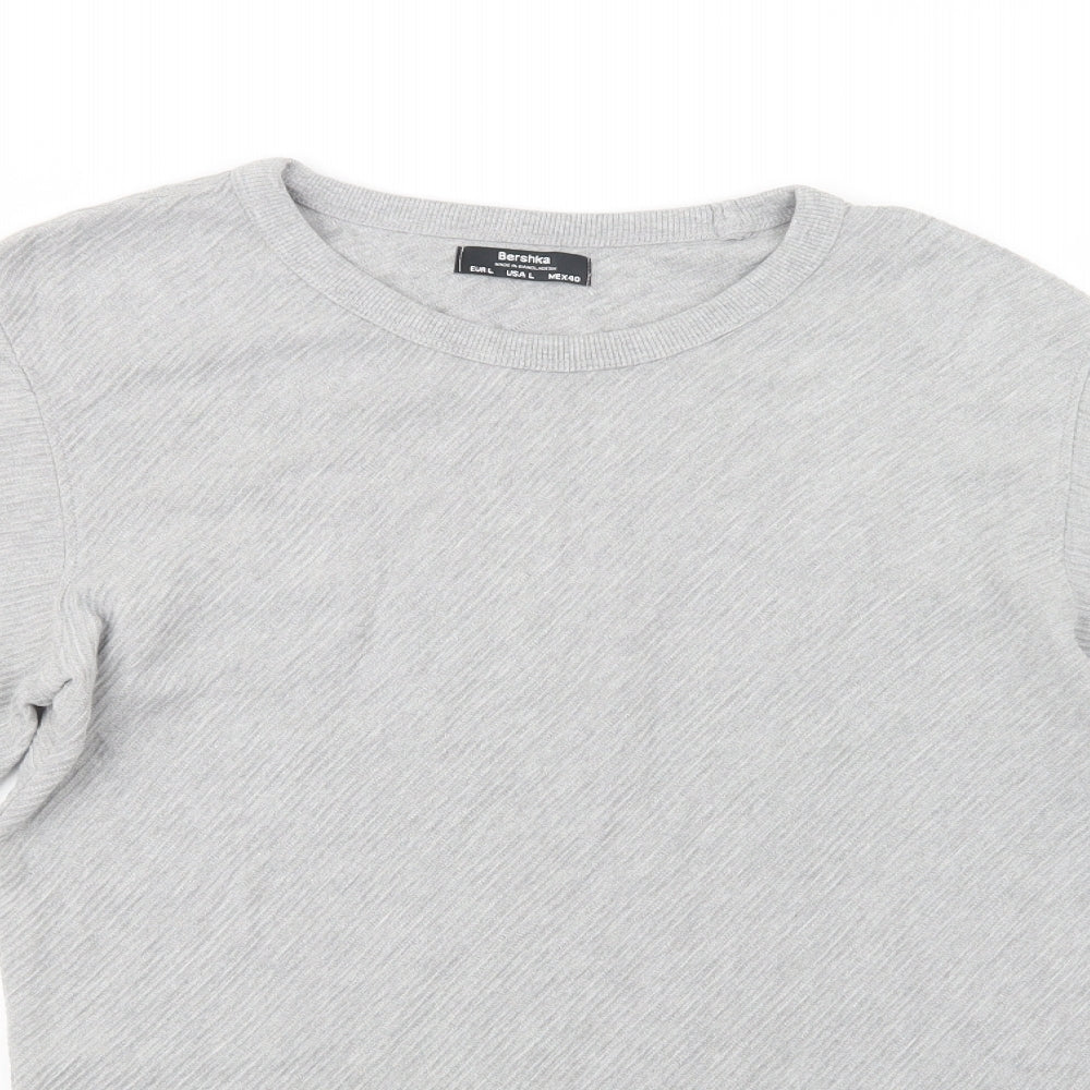 Mens UK Size L Bershka Grey Pullover Sweatshirt