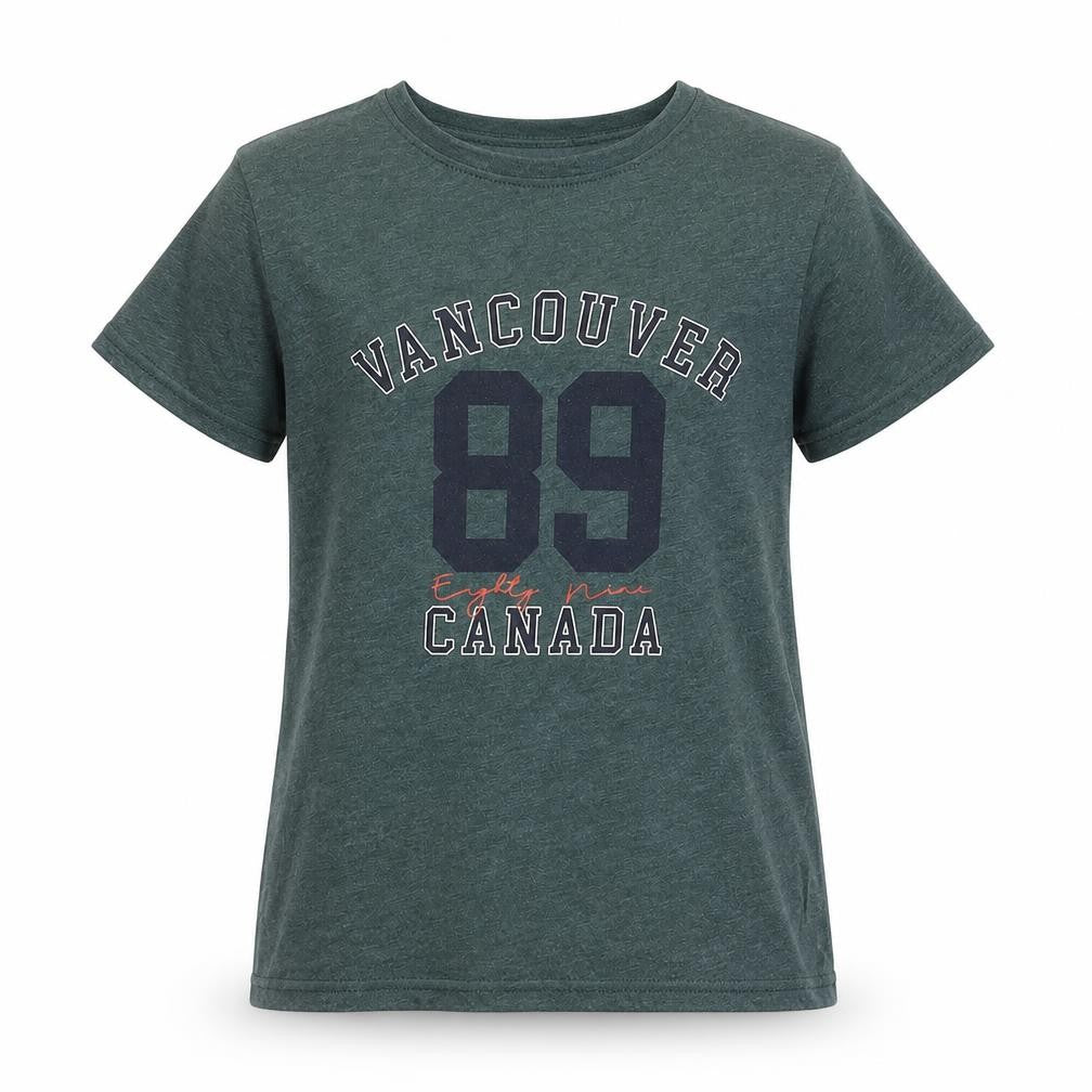 Front view of Primark girls’ green cotton pullover t-shirt, size 9-10, years crew neck pullover - canada