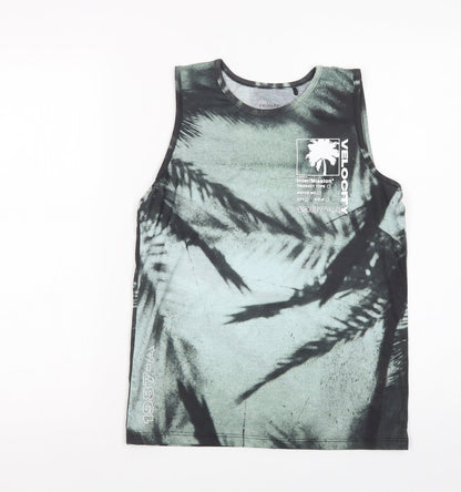 Primark Girls Green Floral Polyester Pullover Tank Size 10-11 Years Crew Neck Pullover - Palm Trees