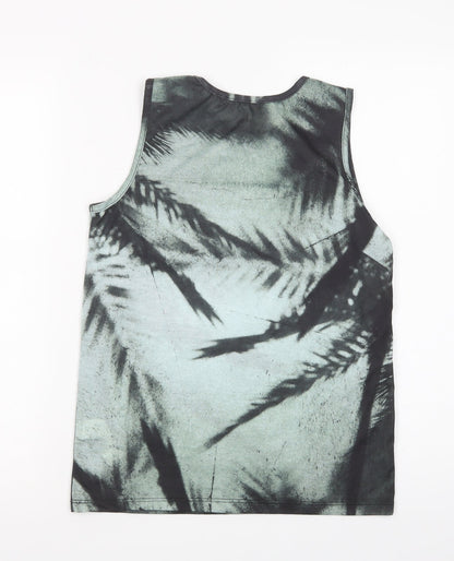 Primark Girls Green Floral Polyester Pullover Tank Size 10-11 Years Crew Neck Pullover - Palm Trees