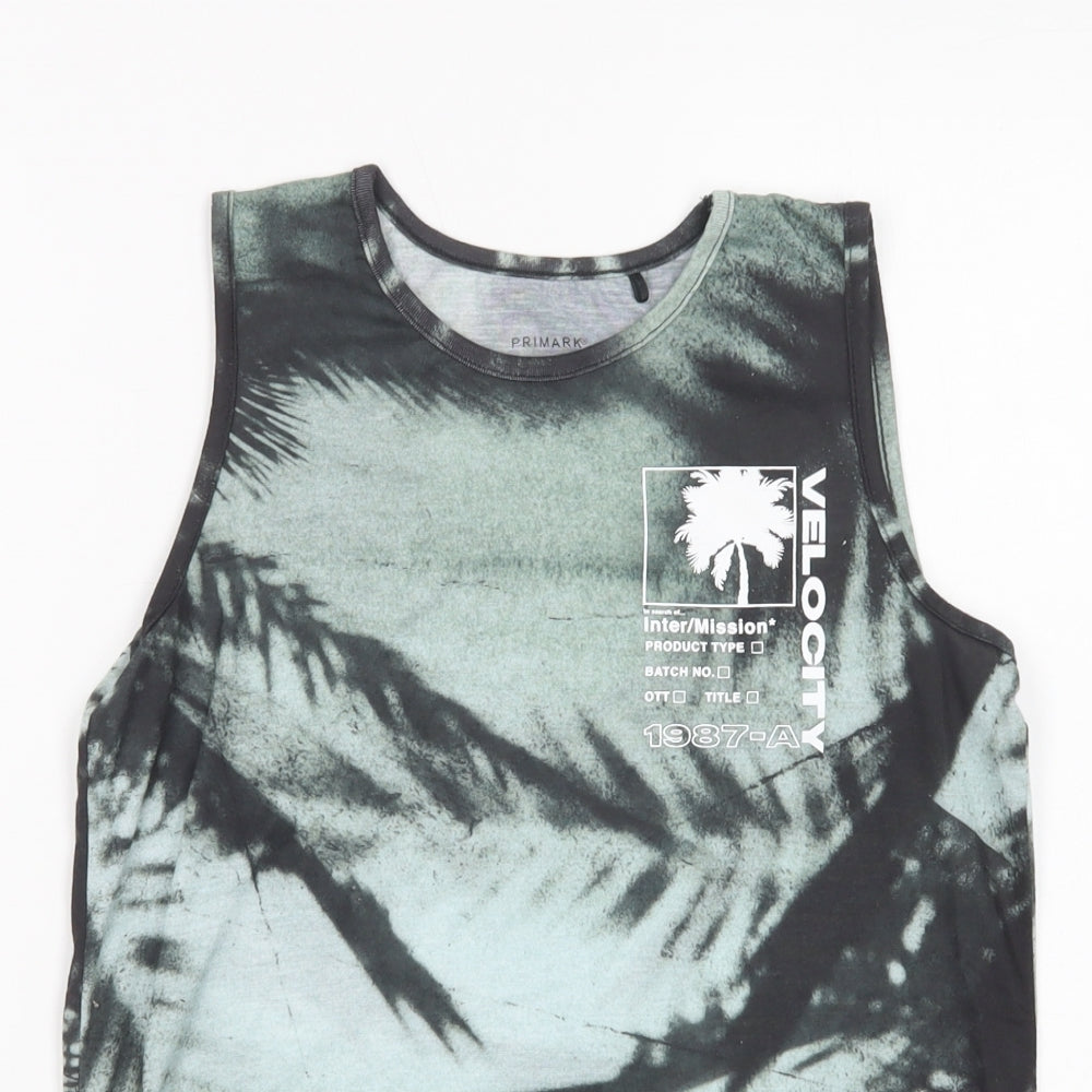 Primark Girls Green Floral Polyester Pullover Tank Size 10-11 Years Crew Neck Pullover - Palm Trees
