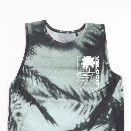 Primark Girls Green Floral Polyester Pullover Tank Size 10-11 Years Crew Neck Pullover - Palm Trees