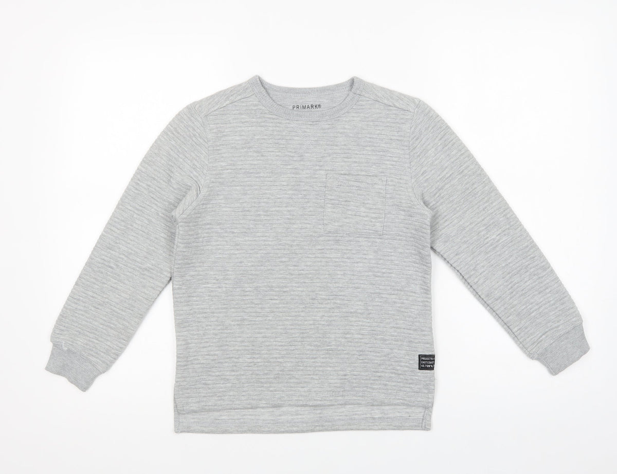 Additional front view of Primark boys’ grey polyester pullover sweatshirt, size 9-10, years pullover