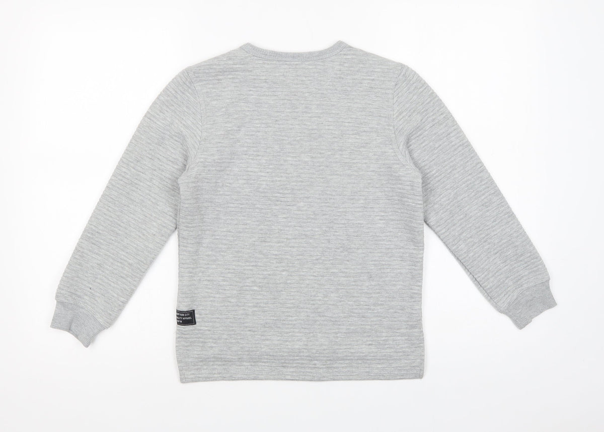 Back view of Primark boys’ grey polyester pullover sweatshirt, size 9-10, years pullover