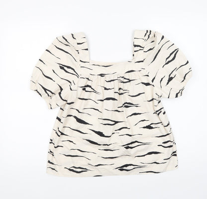 Womens UK Size 10 New Look Ivory Basic Blouse