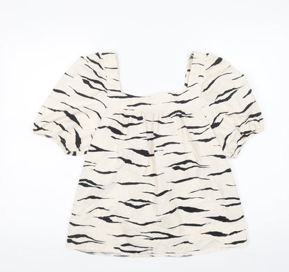 Womens UK Size 10 New Look Ivory Basic Blouse