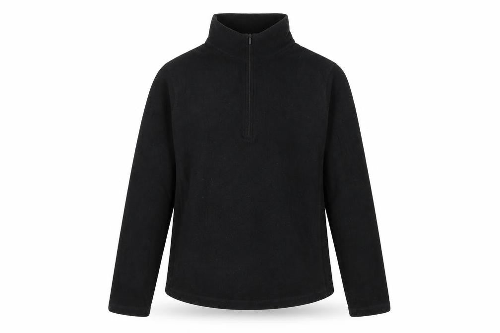 Front view of Gap women’s black polyester pullover sweatshirt, size S, zip