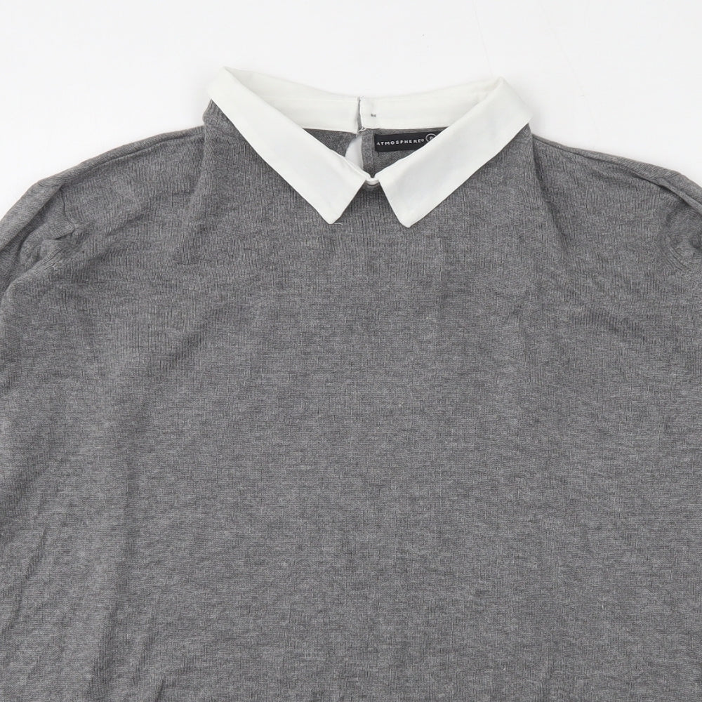 Atmosphere Womens White  Viscose Basic Blouse Size 8 Collared