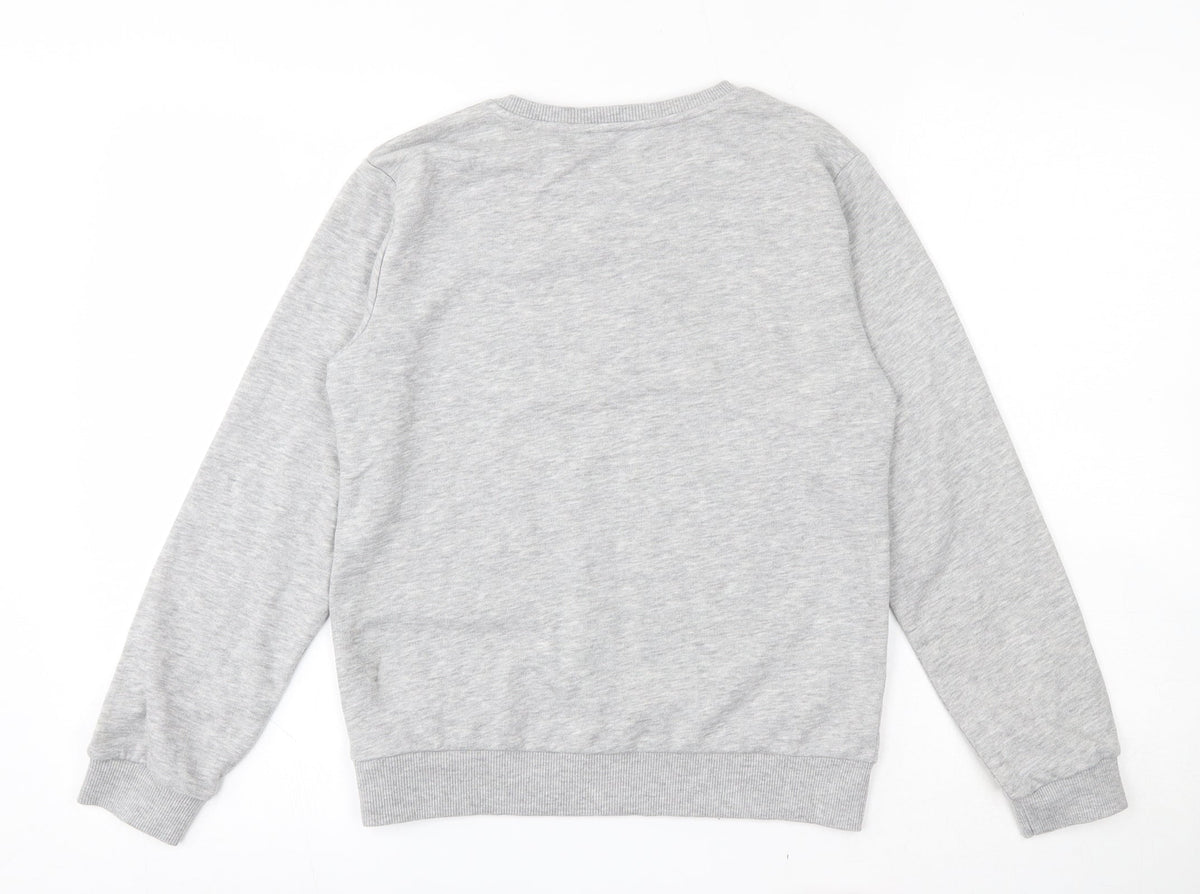 Back view of Very girls’ grey polyester pullover sweatshirt, size 12, years