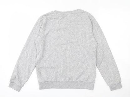 Back view of Very girls’ grey polyester pullover sweatshirt, size 12, years