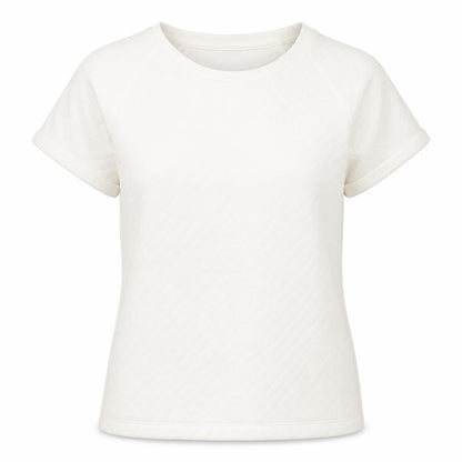 Front view of ESMARA women’s beige argyle/diamond polyester pullover sweatshirt, size UK 10