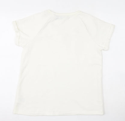 Back view of ESMARA women’s beige argyle/diamond polyester pullover sweatshirt, size UK 10