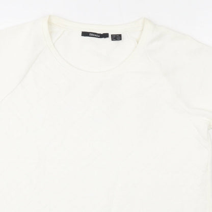Close-up detail of ESMARA women’s beige argyle/diamond polyester pullover sweatshirt, size UK 10
