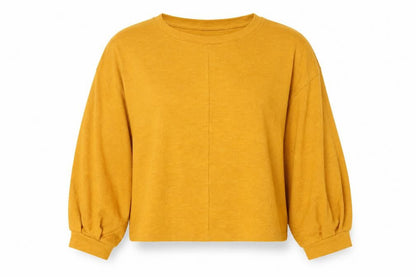 H&M Womens Orange  Polyester Cropped Blouse Size M Round Neck