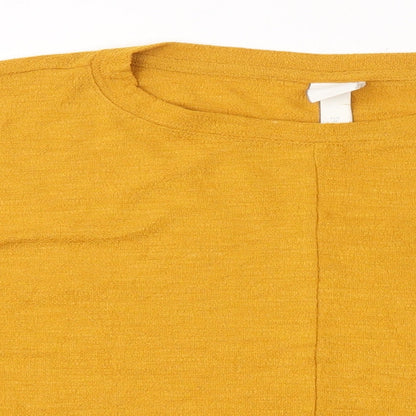 H&M Womens Orange  Polyester Cropped Blouse Size M Round Neck