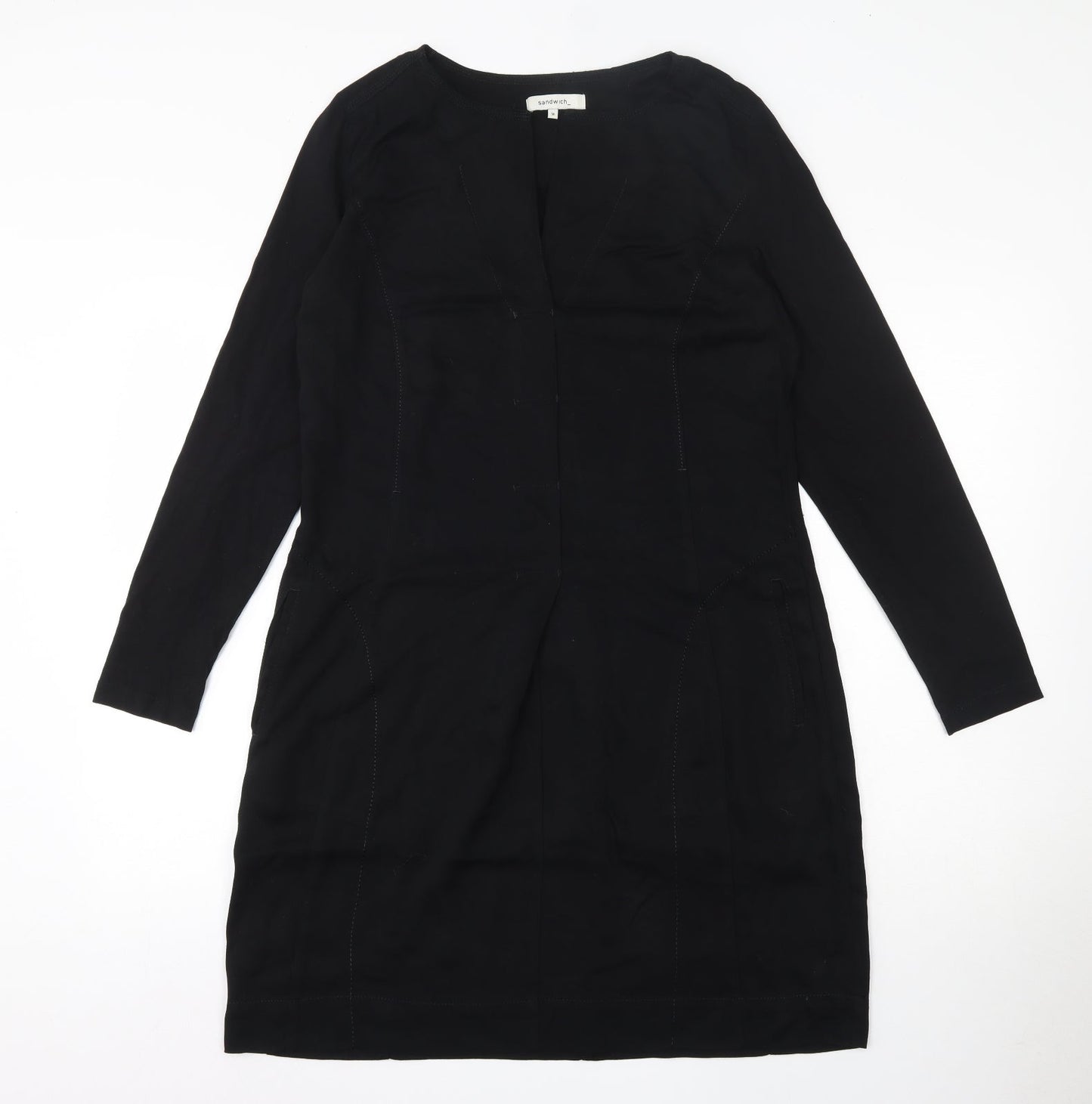 Sandwich Womens Black  Viscose Skater Dress  Size 38  Round Neck