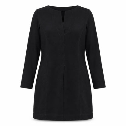 Front view of Sandwich women’s black viscose skater dress, size UK 38, round neck