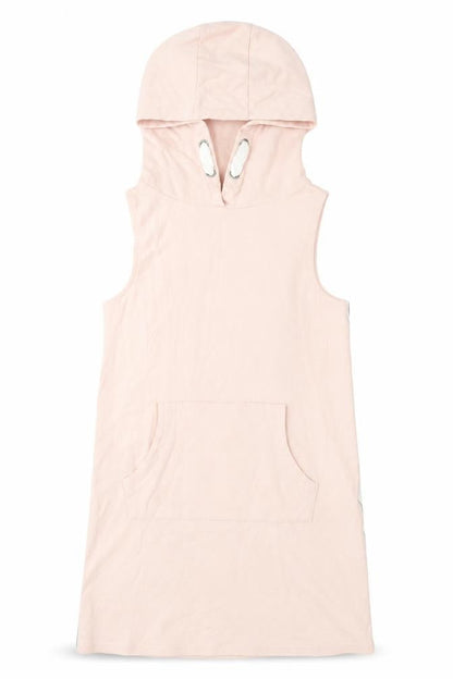 Front view of Next girls’ pink 100% cotton vest hoodie, size 11, years pullover